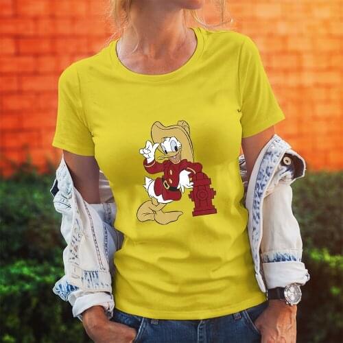 Donald Duck Disney Women T-shirts Summer New Round Neck Short Sleeve Comfort Outdoor T Shirts Female Trend Casual Tee Dropship