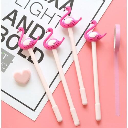 New Pink Color Flamingos Shell Gel Pen DIY Office Stationery and School Supplies Smooth Writing Black Ink 0.5mm Pen 1PCS