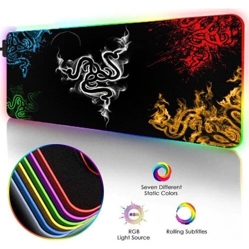 RGB mouse pad Razer waterproof non-slip rubber base mousepad LED large keyboard XXL gaming lighting mouse mat with USB port