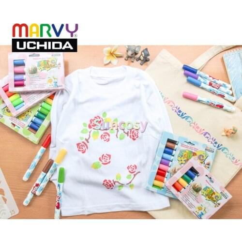 Uchida Marvy Permanent Fabric Marker Clothing, 6 10 12 30 Colors, Great for Drawing on Light Colored Fabrics