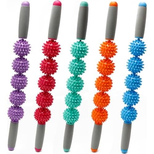 Gym Yoga Massage Stick Relax Muscle Roller 3-5 Spiked Balls Anti Cellulite Slimming Trigger Point Roller Muscle Body Relax Tool