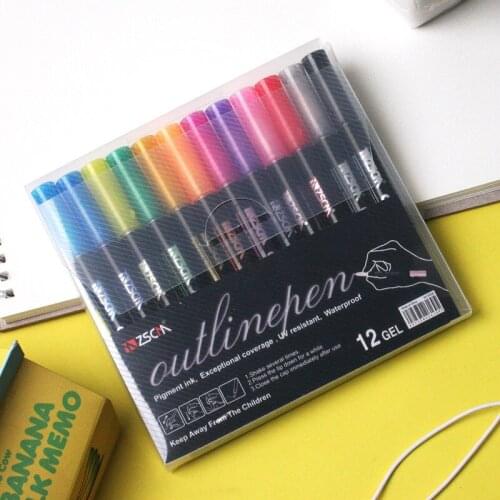 Outline Metallic Art Markers Double Line Magic Shimmer Paint Pens for Kids Adults Student Drawing Signature Coloring brush pen