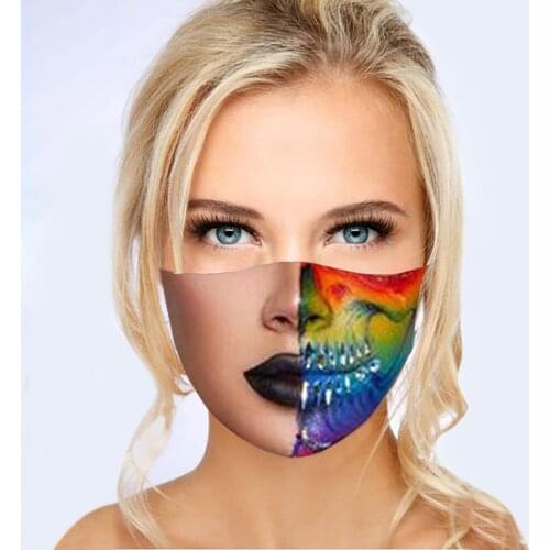 New women reusable fashion printed Fabric cotton dustproof mouth mask ladies masquerade party face mask cosplay accessories prop