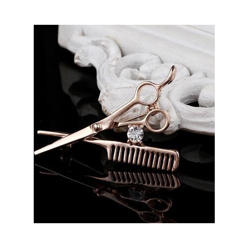 Korean version of mens small suit shirt wear barber comb scissors shape jewelry pin collar pin brooch
