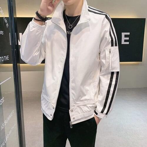 Mens Autumn Jacket 2021 New High Quality Fashion Brand Handsome Loose Coat White Black Package Mail Couples Movement