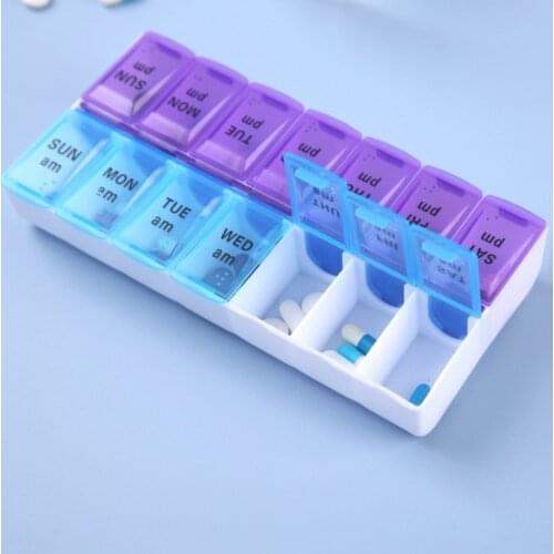 14 Grids 7 Grids 7 Days Weekly Pill Case Medicine Tablet Dispenser Organizer Pill Box Splitters Pill Storage Organizer Container