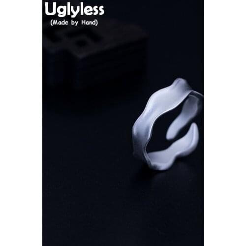 Uglyless 100% Real 925 Sterling Silver Vines Open Rings for Women Handmade Irregular Leaf Finger Rings Wild Glossy Fine Jewelry