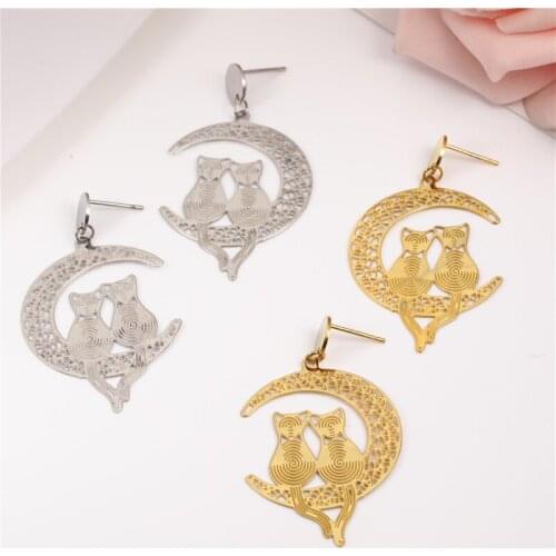 OUFEI For Lovers Moon Earrings For Women Stainless Steel Jewelry Woman Drop Earrings 2020 Fashion Jewelry Accessories
