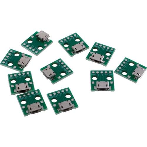 10Pcs MICRO USB to DIP Adapter 5Pin Female Connector PCB Converter Board