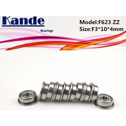 Kande Bearings F623 10pcs ABEC-1 F623ZZ F623 ZZ With Flange Miniature Deep Groove Ball Bearing F3*10*4mm F623-2Z