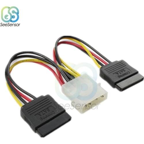 4Pin IDE Power Splitter IDE Male to 2 Female ATA / SATA Power Cable Hard Drive Power Supply Cable 15cm