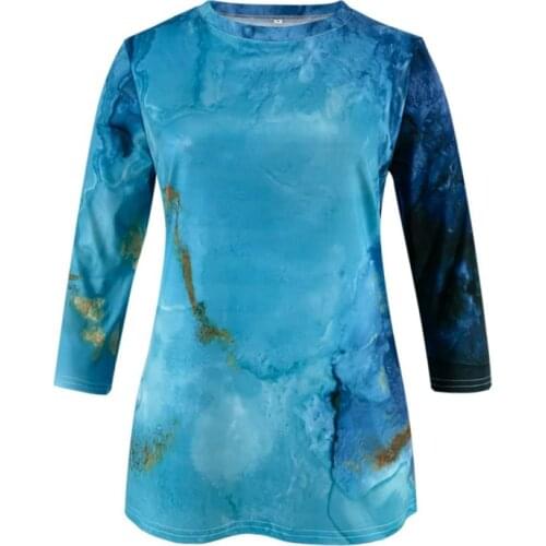 Sleeve Shirts For Women Summer Casual Print Tops Round Neck Loose Pullover Comfy Soft Blouses