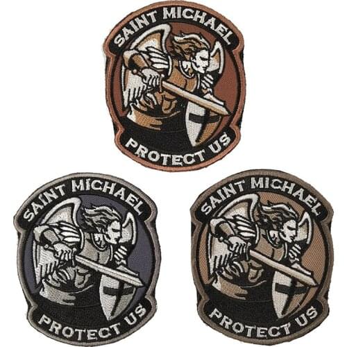 Saint Michael Protect Us Embroidery Magic Velcro Patch Cloth Label Armband Army Tactical Military Backpack Stickers Badges