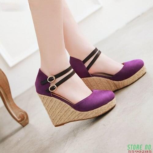 Platform wedge sandals 2019 sets of heels high heels gladiator buckle with mixed color summer shoes Sandalias Mujer 34-43