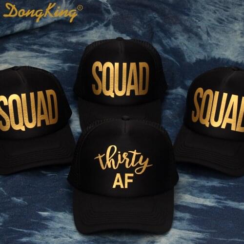 DongKing Thirty Trucker Hat 30th Birthday Hat Golden Printed Thirty SQUAD 30th Birthday Party Gift Sexy Girl Trucker Caps