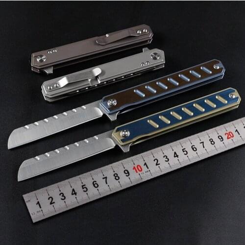 Outdoor knife D2 steel titanium handle folding knife multifunctional camping survival folding knives sushi knife Bread Knives