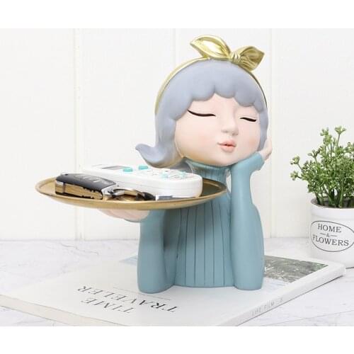 Sculpture Nordic Modern Girl Storage Statue Resin Tray Tabletop Decor Home Decoration Accessories Modern Living Room Cabinet