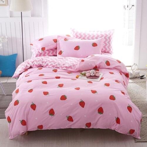 Solstice Home Textile Cartoon Bulldog Bedding Sets Girl Pink Bed Sheets Duvet Cover Bed Sheet Pillowcase 3/4Pcs King Queen Size