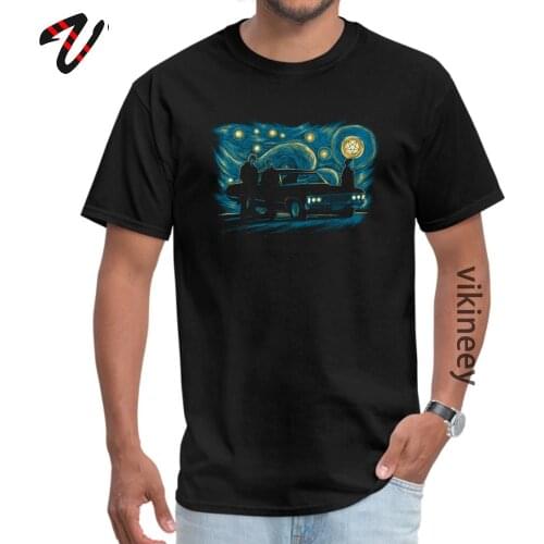 Supernatural Starry Night Aesthetic T Shirts Movie TV Mens Tops T Shirt 2020 Discount Custom Round Neck Tshirts for Male Custom