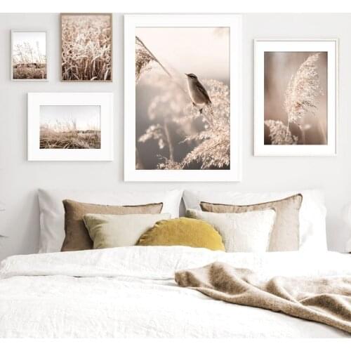 Reeds Wheat Plants Birds Canvas Painting Hot Selling Wall Poster For Living Room Decoration Home Decor