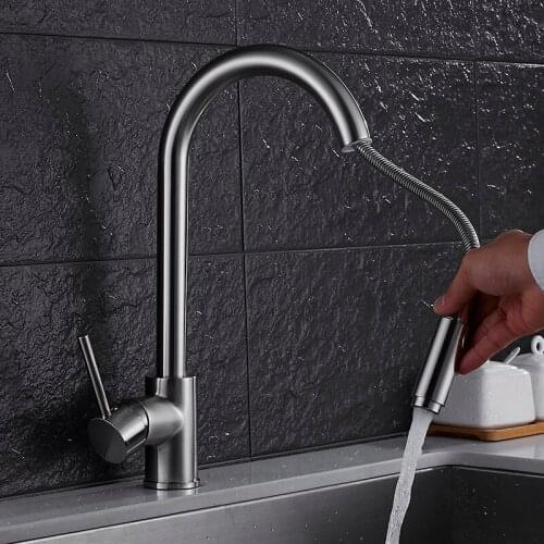 Pull Out Kitchen Faucet Nickel/Gold/Chrome/black Brushed Crane Sink Mixer Tap 360 degree rotation kitchen mixer taps Kitchen Tap