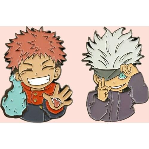 ZF2864 Jujutsu Kaisen Cool Boy Personality Metal Enamel Badge Buttons Brooch Anime Denim Shirt Lapel Pins Clothing Accessories
