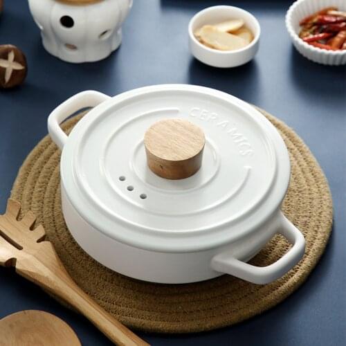 Heat Resistant Nordic Casserole Dish With Lid Cookware Cooking Pot Casseroles Ceramic Soup Ollas De Cocina Home Items DH50SG