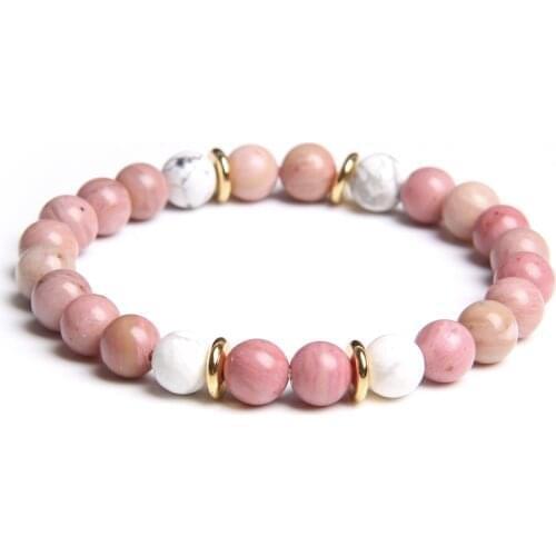 Natural Stone Purple Fluorite Bracelet Fashion Rhodochrosite Beaded Charm Bracelet for Women Female Energy Lucky Jewelry Gifts