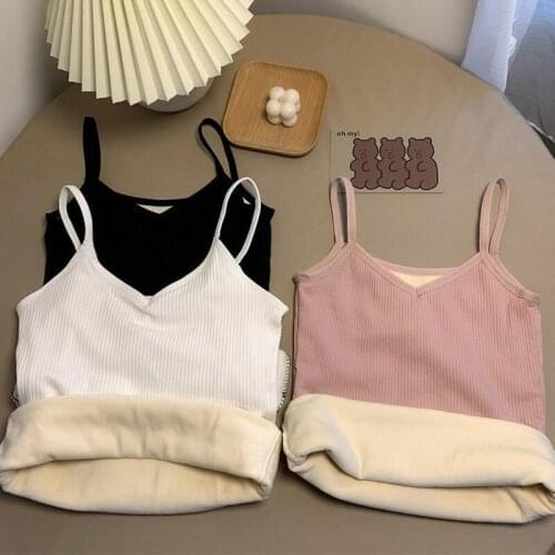 Women tops 2020 Cotton Bottom vest womens close-fitting velvet jacket thickened for winter students camisole tank top for dress