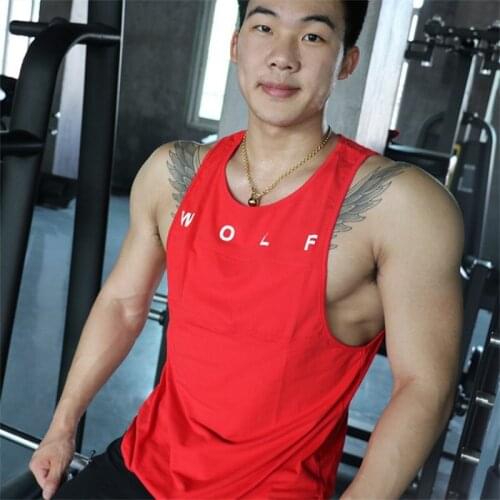 Summer fitness vest male letters printed sleeveless shirt quick dry European and American mens vest a hair