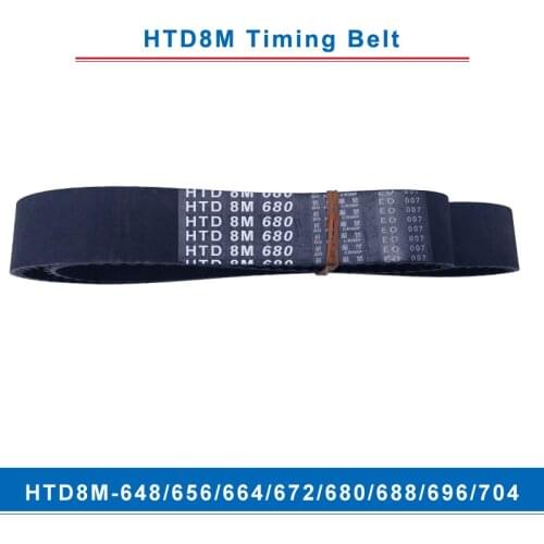 Timing belt HTD8M-648/656/664/672/680/688/696/704 teeth pitch 8mm circular teeth belt width 20/25/30/40mm for 8M timing pulley