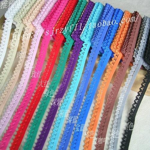 10 Yard/Lot Diy clothes hair accessories multicolour elastic sheer strap lace trim elastic ruffle hem lace fabric 1.1cm wide