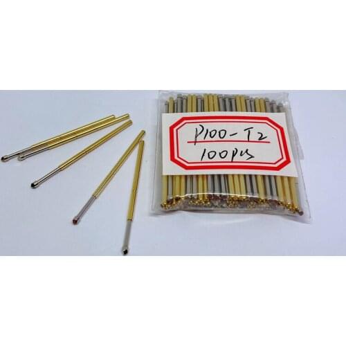 100pcs Metal Brass Nickel-Plated Compression Test Pin P100-T2 Diameter 1.36mm Household Electronic Universal Probe