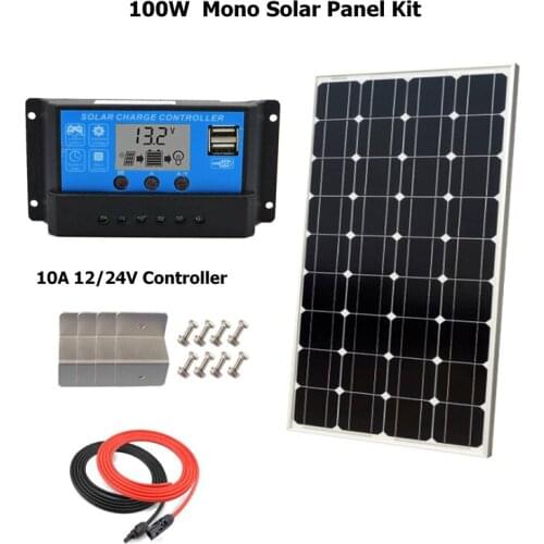 100w Solar Panel Monocrystalline cell 100W solar system Photovoltaic solar panel 12v battery W/ 10A LCD Solar controller