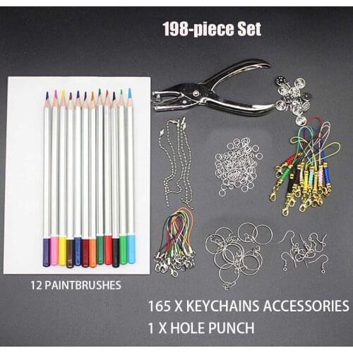 145/198 Pcs Shrinky Art Paper Heat Shrink Sheet Plastic Kit Hole Punch Keychains Pencils DIY Color Lead Manual Heat Shrink Sheet