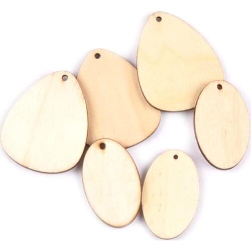 20pcs Natural Wooden Craft Diy Drop Ellipse Shape Pendant For Earring Jewelry Scrapbooking Handmade Home Ornaments 40/46mm M1961