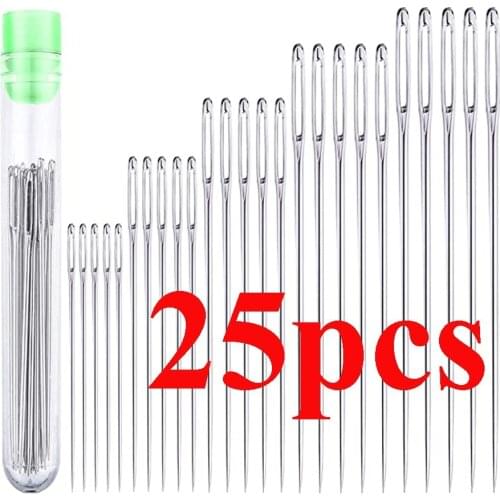 25 PCS Bodkin Neddle Big Eye Neddles Tube Household 5 Sizes 40 45 50 56 61mm Sewing Machine Stitching Patching Needle