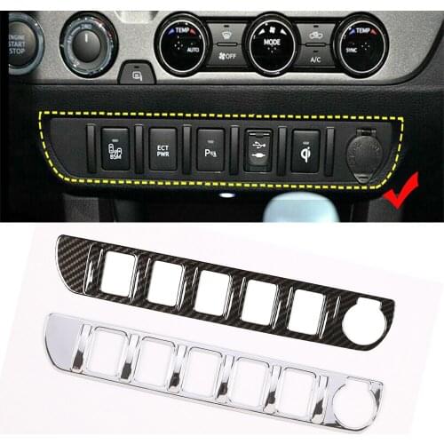 Central Control Switch Function Switch Button Cover Trim ABS Carbon Fiber Fit For Toyota Tacoma 2016-2020 Interior Accessories