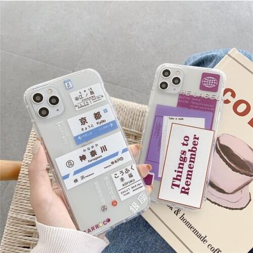 Ins Fashion He Label Letter Kyoto Kanagawa Ginza Phone Case for iphone 7 8 Plus 11 12 mini Xs Max Xr Cover