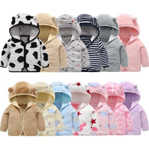 VOGUEON Childrens Flannel Clothing Hooded Jacket for Girls 2021 Thick Warm Jacket for Boys Newborn Clothes Coat Baby Girl 0-6Y