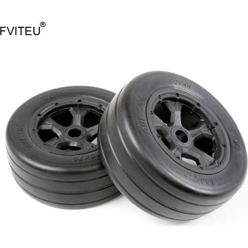FVITEU Rubber Slick Wheel Tires set Fit 1/5 Losi 5ive T Rovan BAJA 4WD/SLT King Motor x2