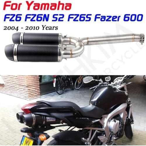 FZ6S FZ6N Motorcycle Carbon Fiber Exhaust Muffler Connecter Middle Pipe Full System Slip On For Yamaha FZ-6N FZ-6S FZ6