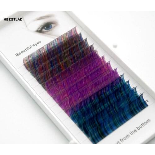 HBZGTLAD C/D curl 0.07/0.1mm 8-15mm false lashes Rainbow color eyelash individual colored lashes Faux eyelash extensions