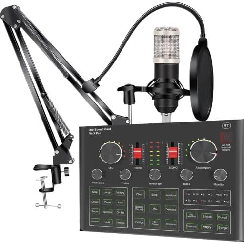 BM800 Condenser Microphone Sound Card V9X PRO Mixer Game DJ Live Broadcast Recording Set Mic Phone K Song Computer Karaoke Sing