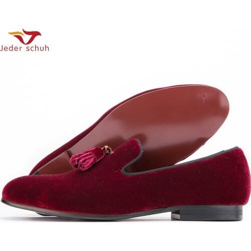 Red Velvet Loafers New Loafers Handmade Tassels Men Flats In Six Colors Classic Driving Shoe Smoking Slipper Us6-14free Shipping