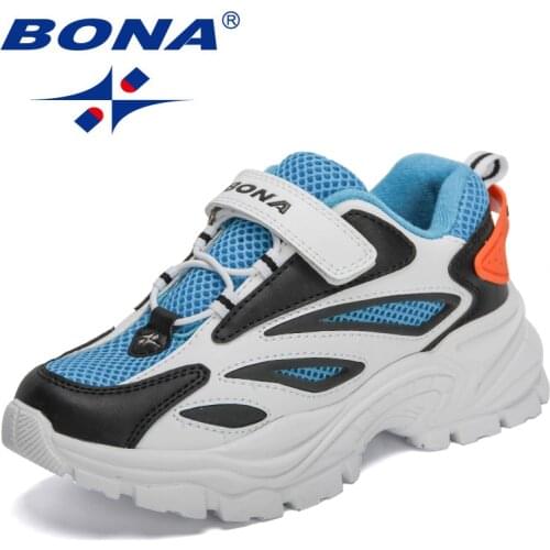 BONA 2021 New Designers Sport Shoes Children Running Sneakers Breathable Soft Sole Kids Casual Shoes Lightweight Walking Shoes