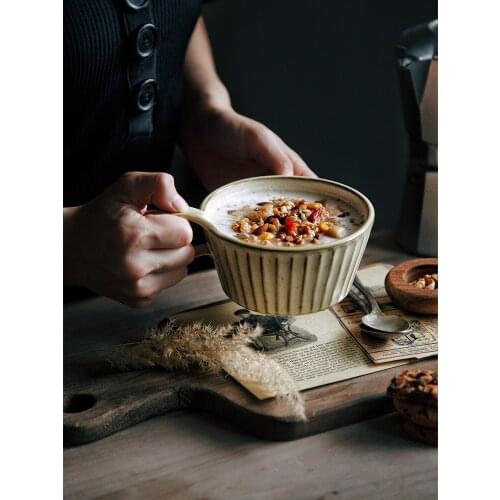 Rough Porcelain Mug Handmade Milk Coffee Mug Home Decor Art Handgrip Drinkware Tabletop Cup Gift Beige