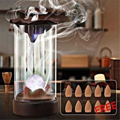 Backflow Incense Burner Acrylic Cover Streamer Color Overflow Feng Shui Smoked Incense Burner Home Living Room Decoration