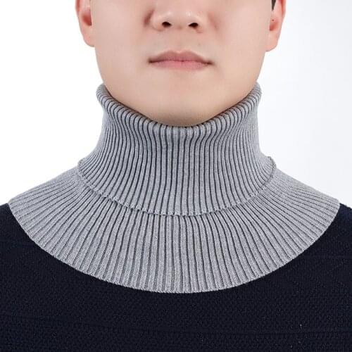 Fashion Men Winter Wool Knit Neck Guard Pullover Fake Collar Scarf Unisex Solid Color Elastic Thicken Cycling Windproof Snood P9