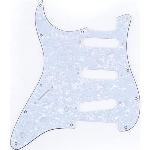 Musiclily SSS 11 Hole Left Handed Strat Guitar Pickguard for Fender USA/Mexican Made Standard Stratocaster, 4Ply White Pearl